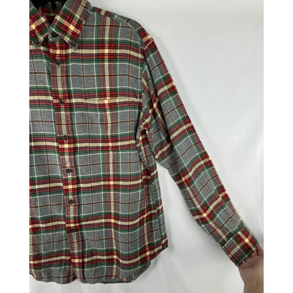 LANDS END Shirt Mens M Plaid Flannel 100% Cotton Button‎ Down Pocket MINT! - Picture 5 of 14